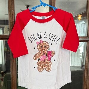 Sugar & Spice Kids Gingerbread Long Sleeve Tee - Red & White‎